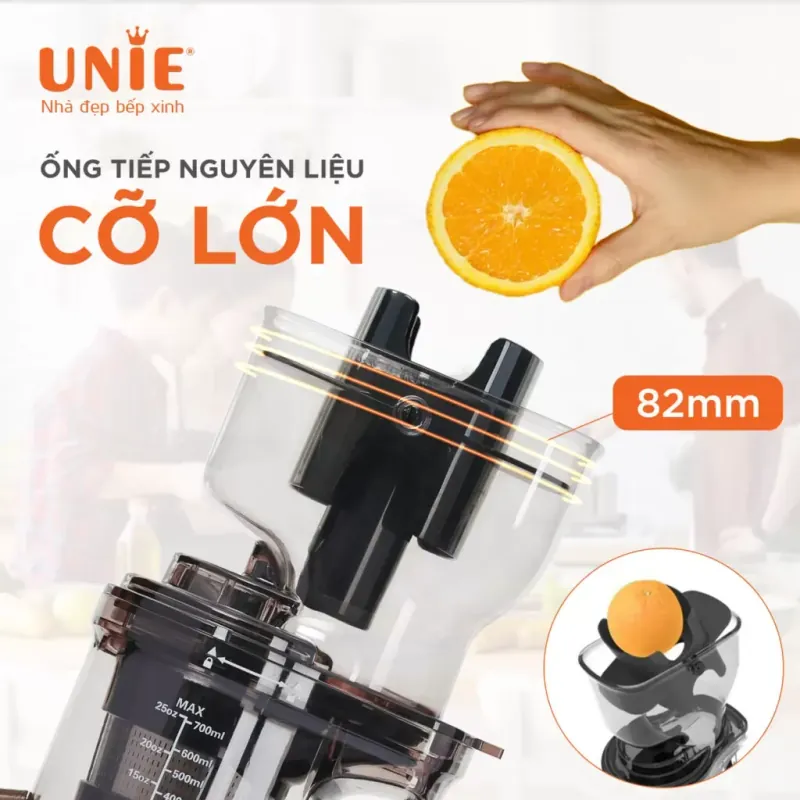Máy ép chậm UNIE USJAC91S công suất 400W, ống tiếp nguyên liệu 82mm 958060