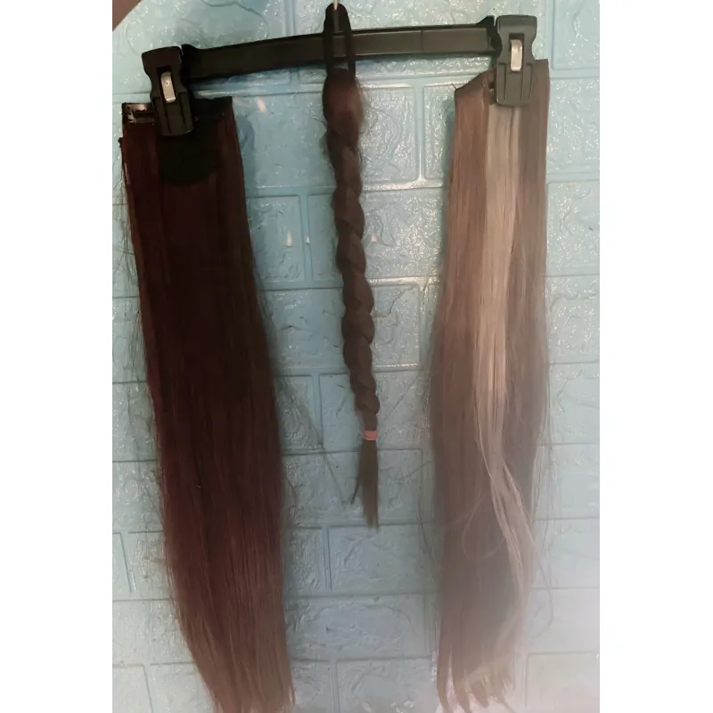 Tóc kẹp giả nguyên đầu tặng bím tóc rời và line tóc màu khói mới 100% 785149