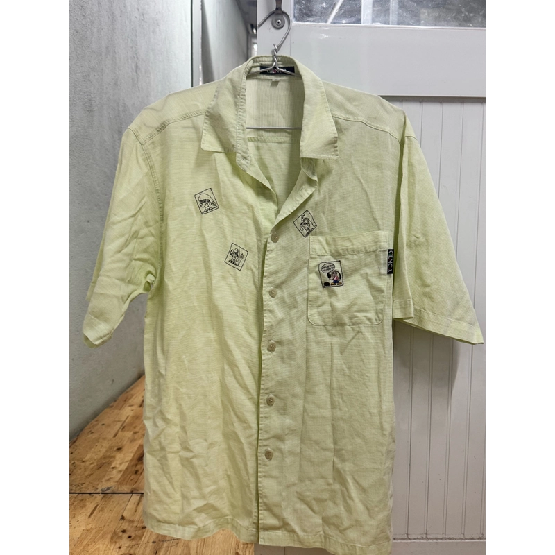 Áo sơ mi linen genca vintage, màu xanh cốm 455016