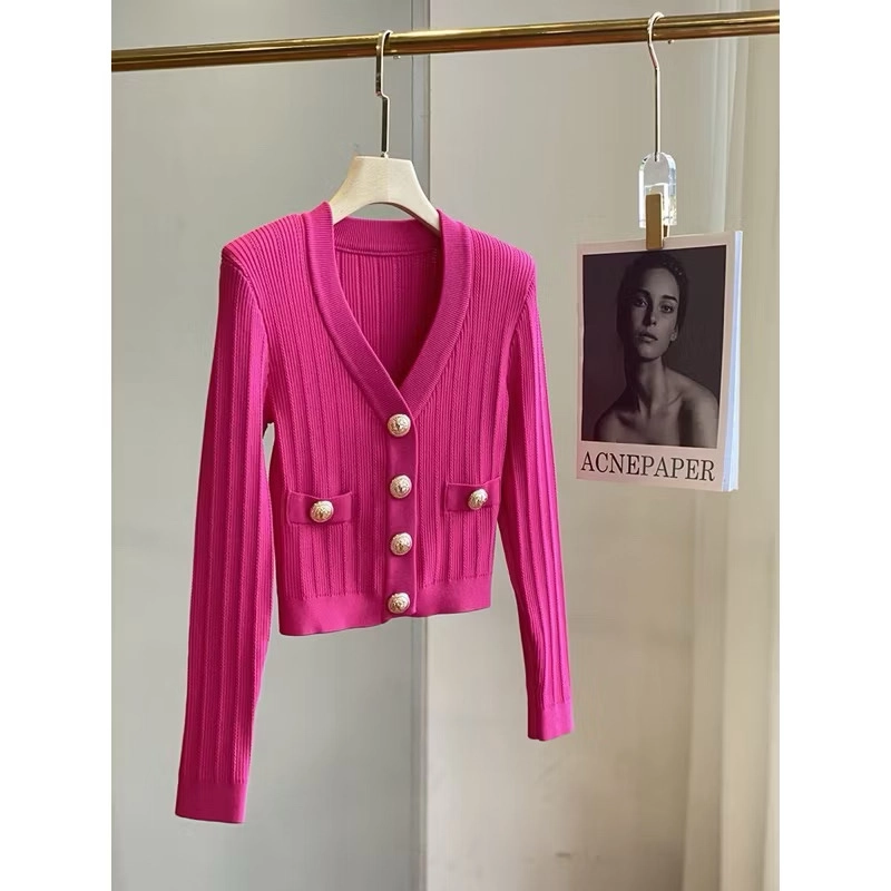 Áo cardigan dệt kim nút vàng QCCC 520897