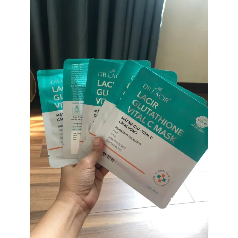 (Mới) Combo 5 miếng Mặt Nạ Dưỡng Ẩm Lacir Glutathione Vital C Mask DR.LACIR 603515