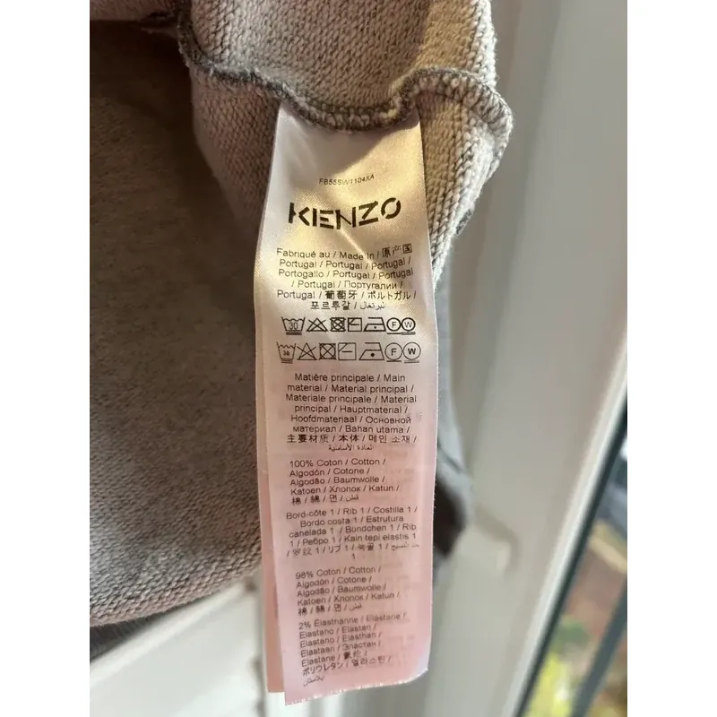 Áo sweatshirt Kenzo tay dài thêu đầu hổ màu xám size M 757214