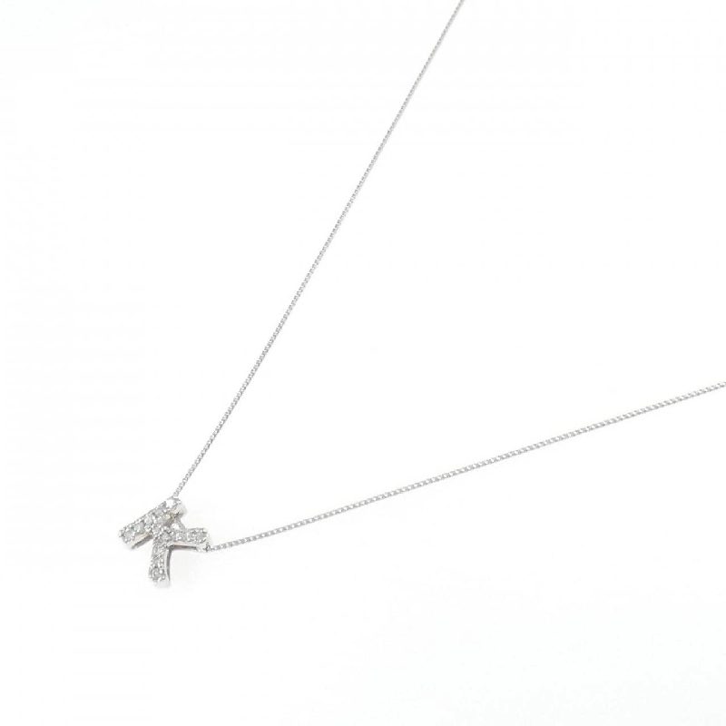 K18WG Chữ cái K Dây chuyền kim cương 0.08CT - Hàng hiệu Chính hãng 857807