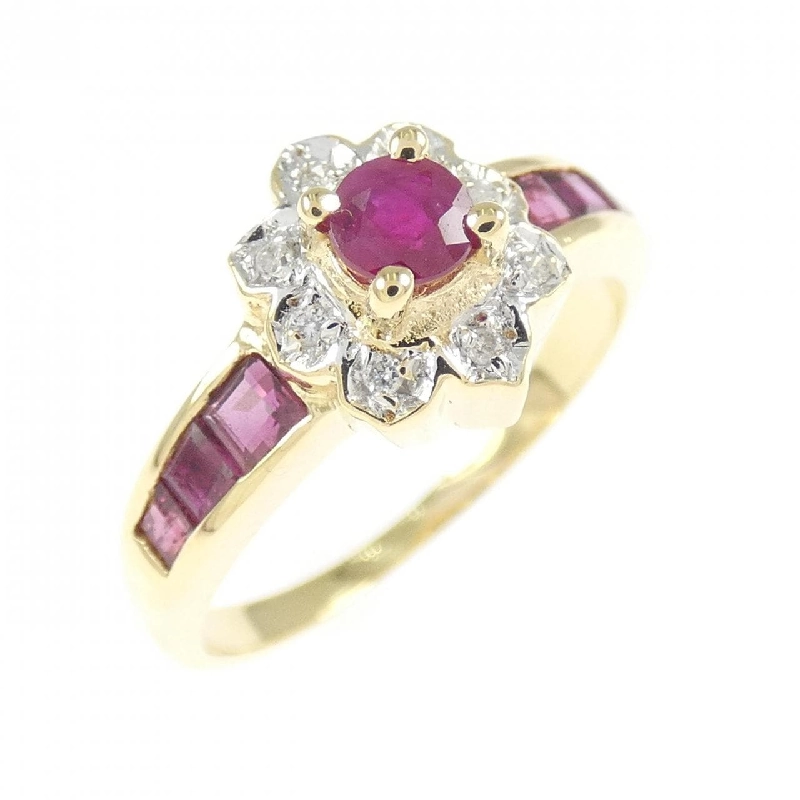 Nhẫn hoa ruby K18YG/K18WG - Hàng hiệu Authentic 848815