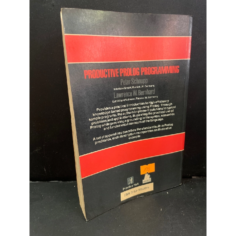Productive prolog programming mới 80% bẩn bìa, ố, tróc bìa nhẹ Peter Schnupp - Lawrence W.Bernhard HCM3004 NGOẠI VĂN 445556