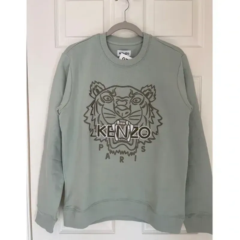 Áo tay dài Kenzo màu xanh thêu đầu hổ 729289