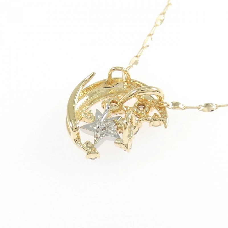 K18YG/PT900 Mặt trăng × Ngôi sao Dây chuyền kim cương 0.20CT - Hàng hiệu Chính hãng 856406