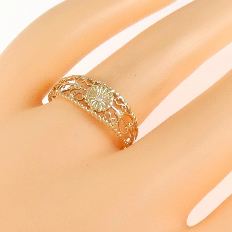 Nhẫn kim cương K18YG hoa 666354