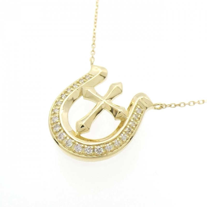 K18YG móng ngựa × chữ thập dây chuyền kim cương 0.10CT - Hàng hiệu Authentic 861675