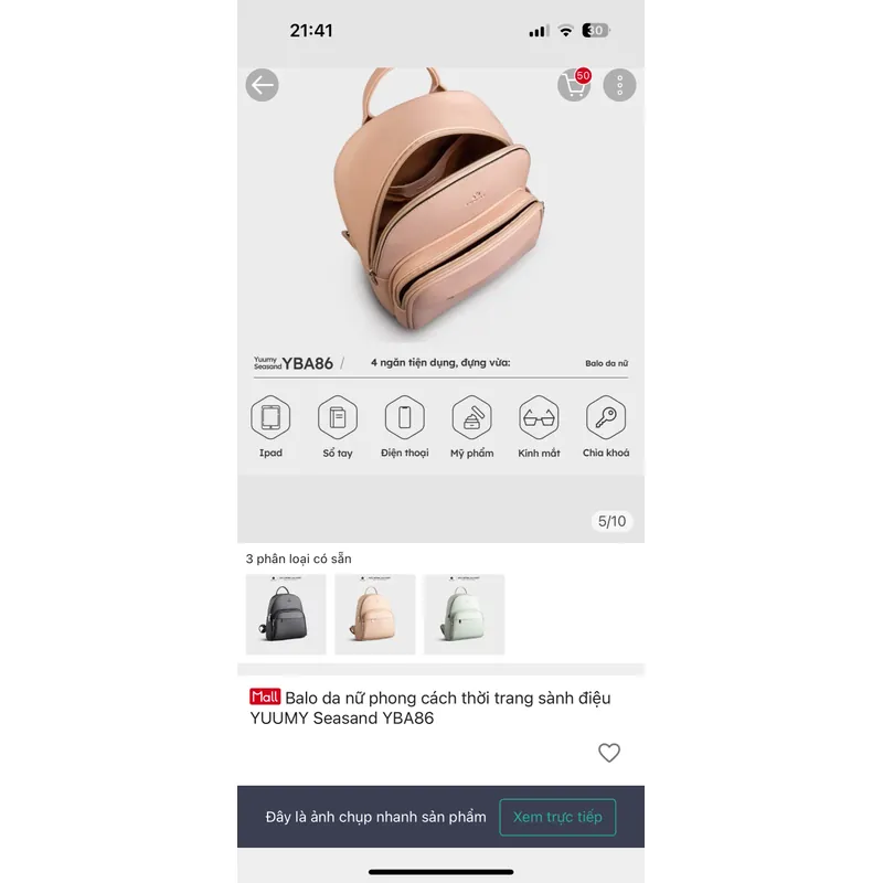 Balo nữ Yummy cỡ trung 607605