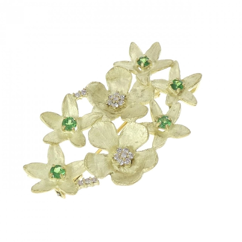 K18YG Hoa Xanh Garnet Brooch 0.62CT - Hàng hiệu Chính hãng 872187
