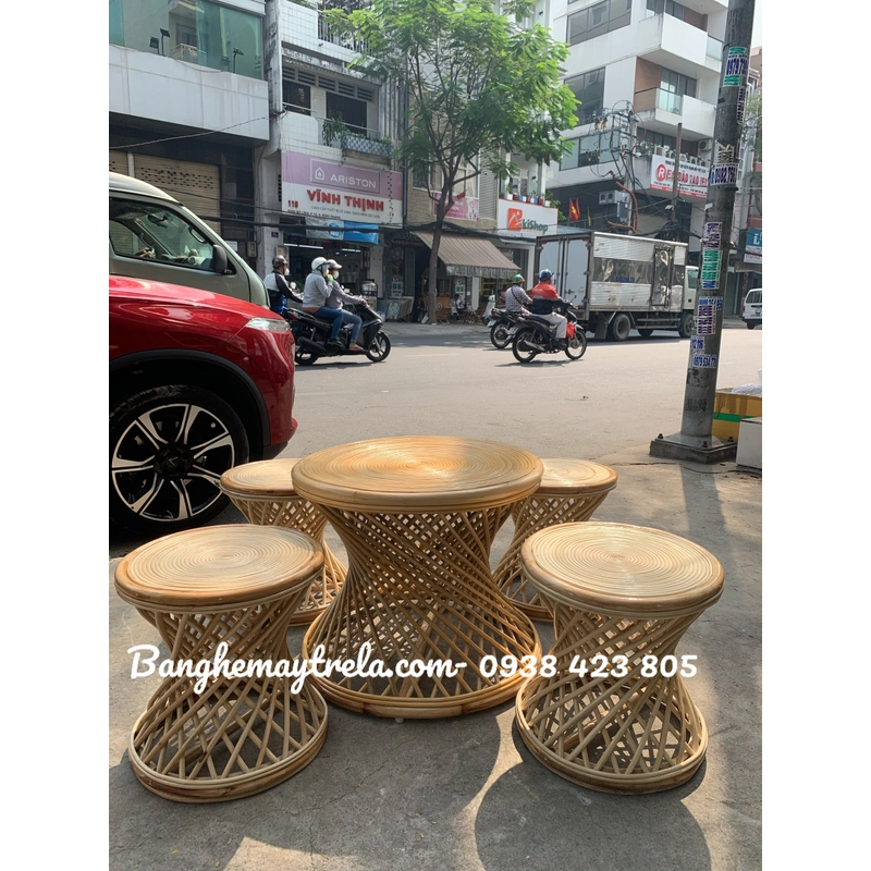 Bàn ghế đôn mây uống trà 500112