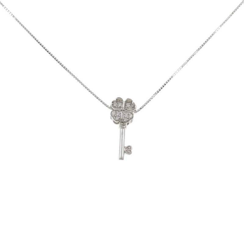 K18WG Cỏ ba lá × Chìa khóa Dây chuyền kim cương 0.06CT - Hàng hiệu Chính hãng 857224