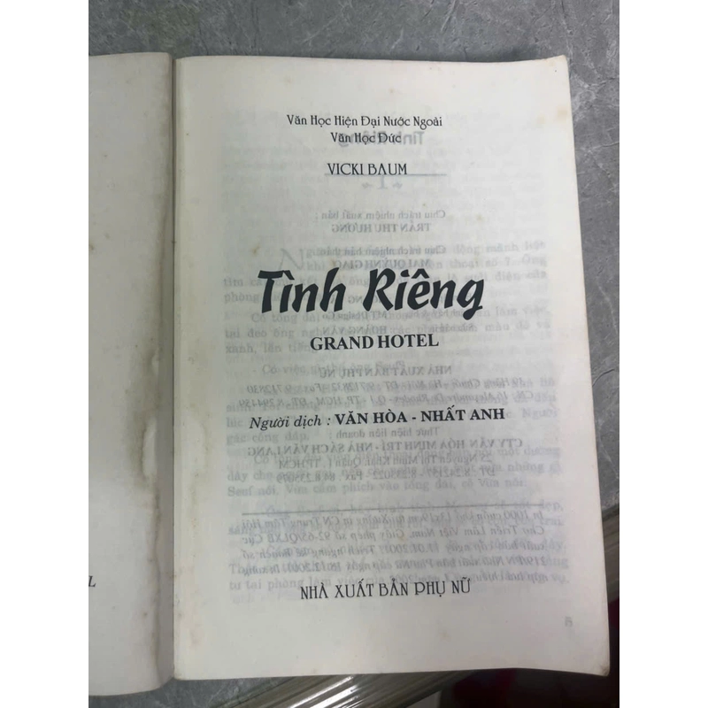 TÌNH RIÊNG- VICKI BAUM 531456