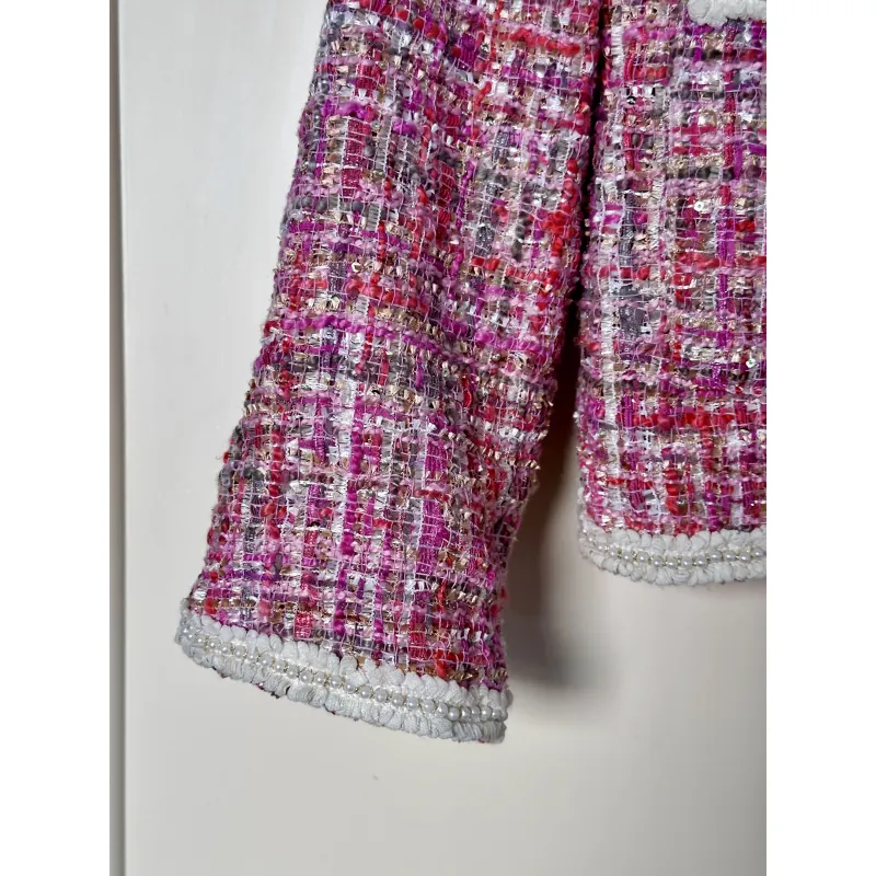 Set áo + váy dạ tweed màu hồng pastel 756912