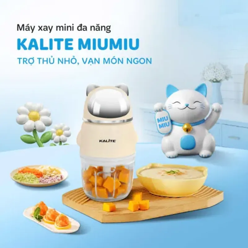 Máy xay thịt mini đa năng Kalite MiuMiu, dung tích 350ml, lưỡi dao 6 bằng inox304 934029