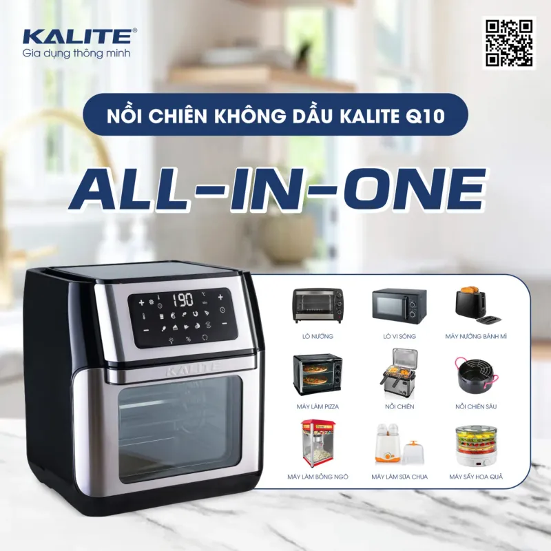 Nồi chiên không dầu KALITE Q10 10 lít, trục xiên quay, nhiều phụ kiện 796479
