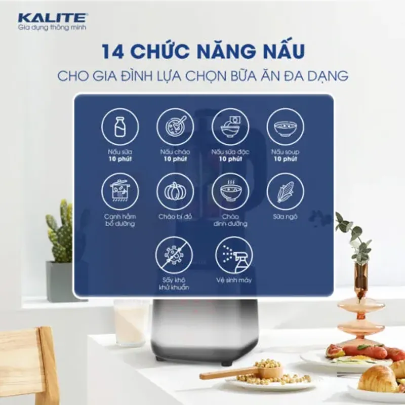 Máy làm sữa hạt Kalite KL990P đa năng 14in1 xay nhuyễn, chống ồn, chính hãng mới 100% 573770