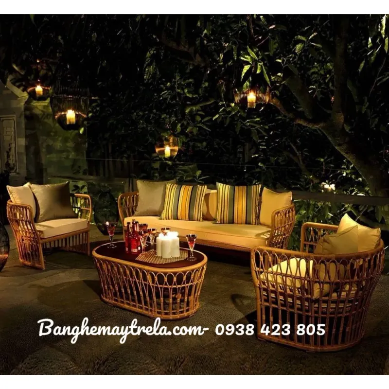 Bàn ghế sofa mây nhựa phòng khách 787565