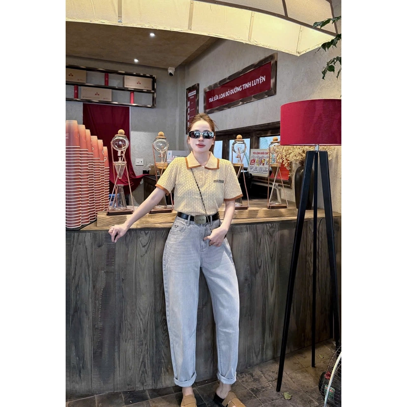 Áo Len nữ QC in hình miu miu hàng new màu vàng chanh 40-62kg 546717
