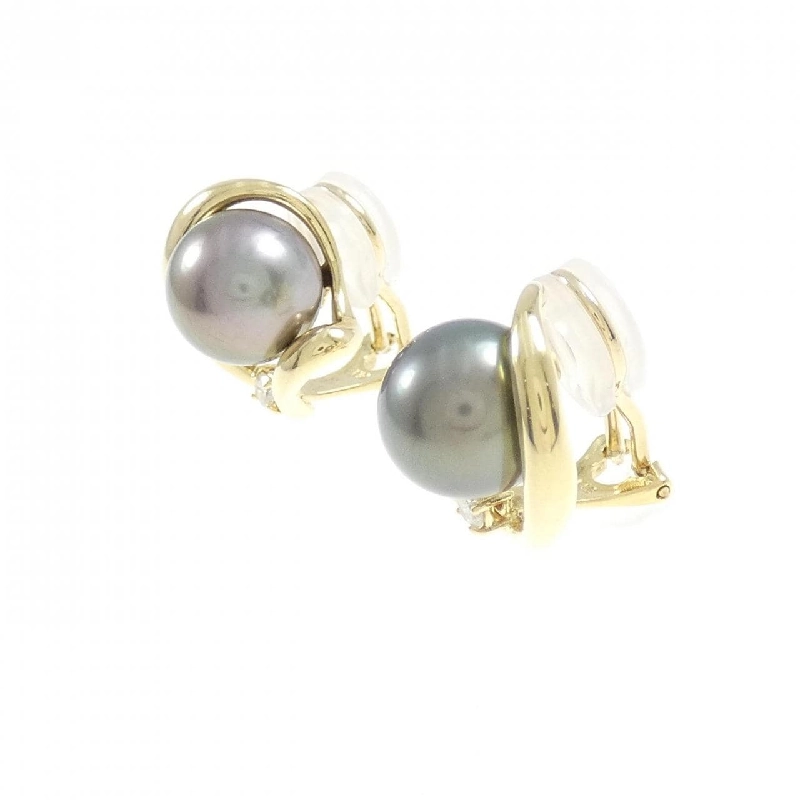 K18YG Ngọc trai đen 9.4mm - Bông tai hàng hiệu chính hãng 872252