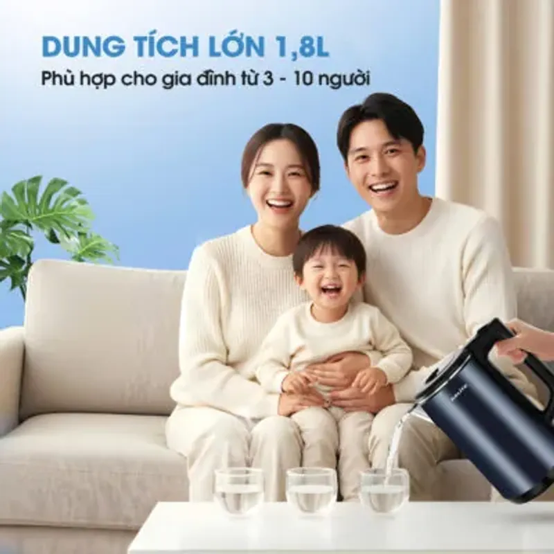 Ấm siêu tốc KALITE Aqua 18, dung tích 1,8L, inox 304 an toàn, vỏ 2 lớp cách nhiệt 780649
