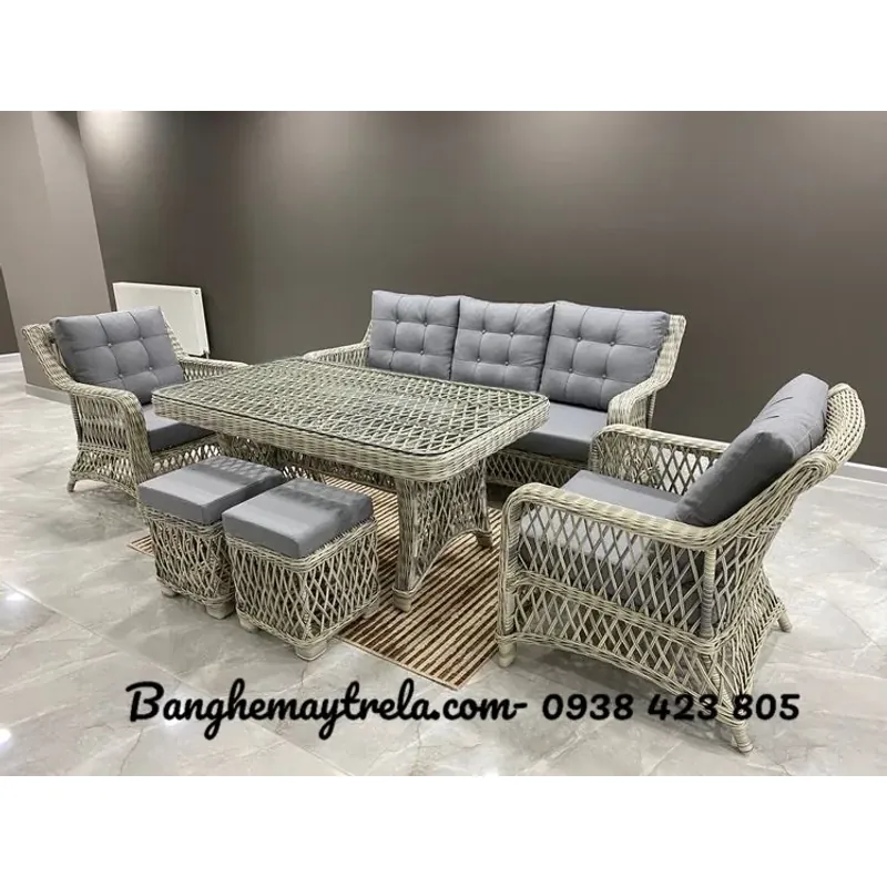 Bộ bàn ghế nhựa giả mây 758733