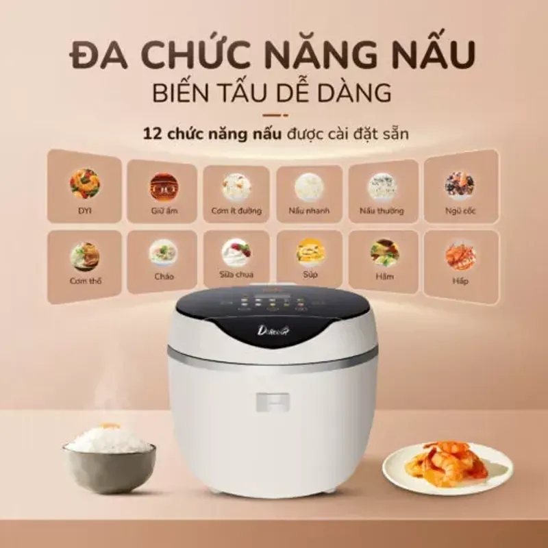 Nồi cơm điện tử UNIE URC612 , nấu cơm giảm đường, mới 100%, nhỏ gọn, dung tích 1,2L 714164