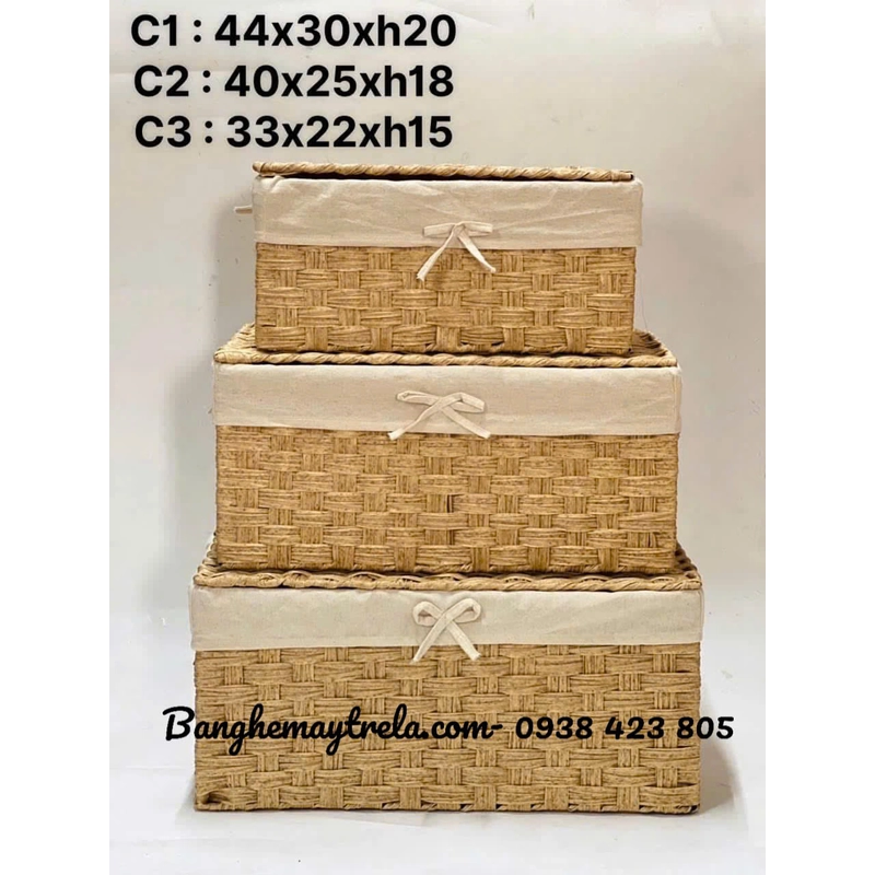 Rương đựng đồ chữ nhật mây tre đan 550974