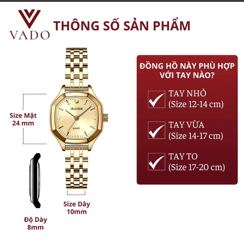 Đồng hồ Vado thép titan không gỉ 544470