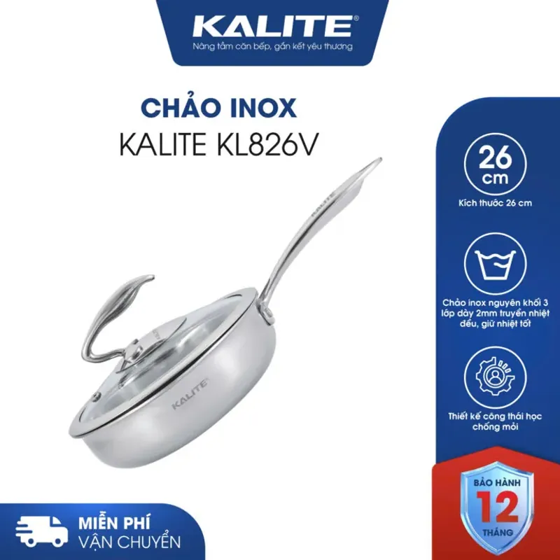 Chảo inox nguyên khối TRIPRO KALITE KL826V chống dính tự thân 701382