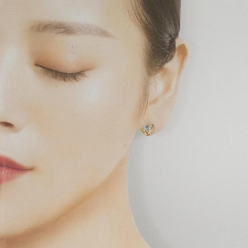 K18YG Bông tai Aquamarine hình trái tim - Hàng hiệu Chính hãng 866070