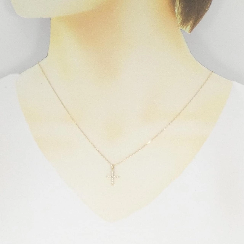 K10YG/K18YG Vòng cổ kim cương chéo 0.05CT - Hàng hiệu Chính hãng 859166