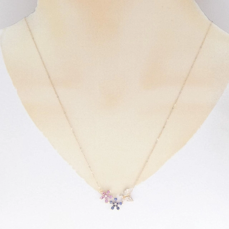 K18PG Hoa × Bướm Sapphire Dây Chuyền 0.65CT - Hàng hiệu Chính hãng 859408