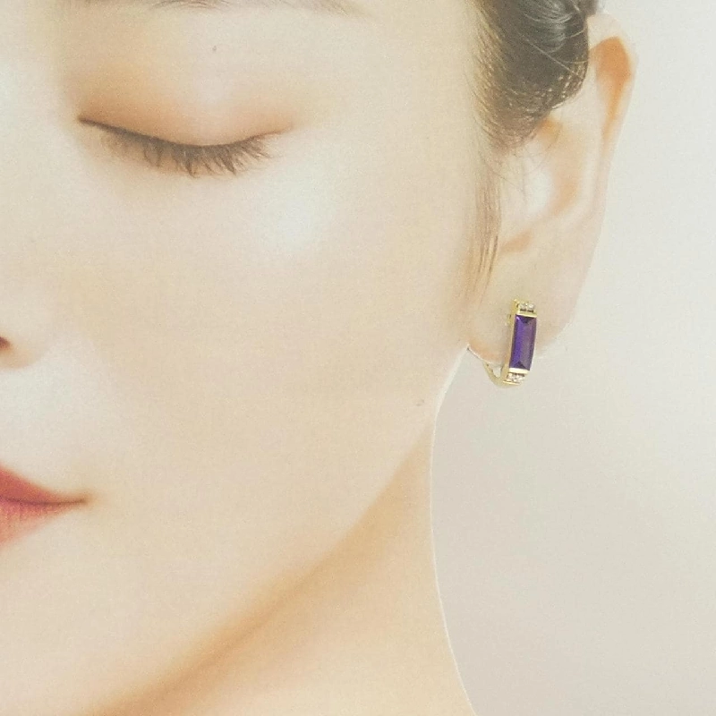 K18YG Amethyst Bông tai/Khuyên tai 2.04CT - Hàng hiệu Chính hãng 866828