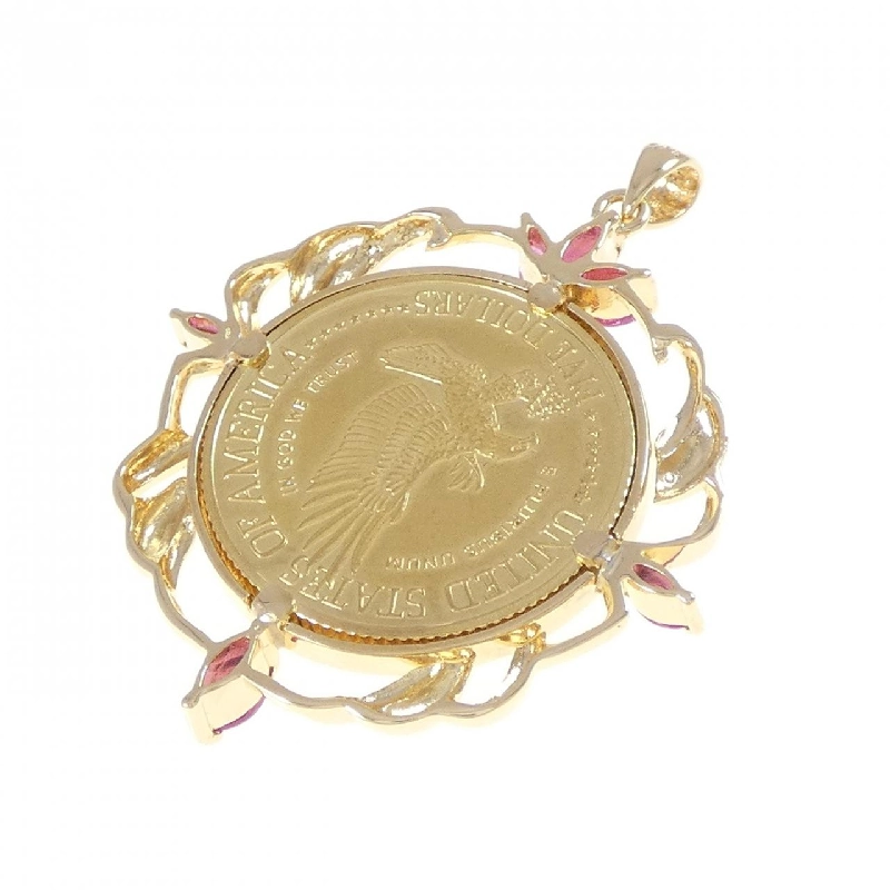 K18YG(khung) Mặt dây chuyền đồng xu ruby 0.62CT - Hàng hiệu Chính hãng 871395
