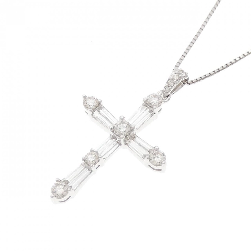 K18WG Dây chuyền kim cương chéo 0.98CT - Hàng hiệu Authentic 860746