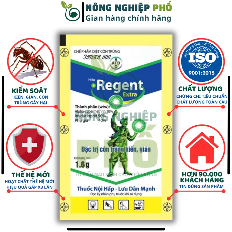 20 REGENT 800 (gói 1.6g) DATE MỚI - Diệt Kiến, Gián, Bọ Chét, Mạt, Rầy, Nhện, Bọ Trĩ, Sâu 508269