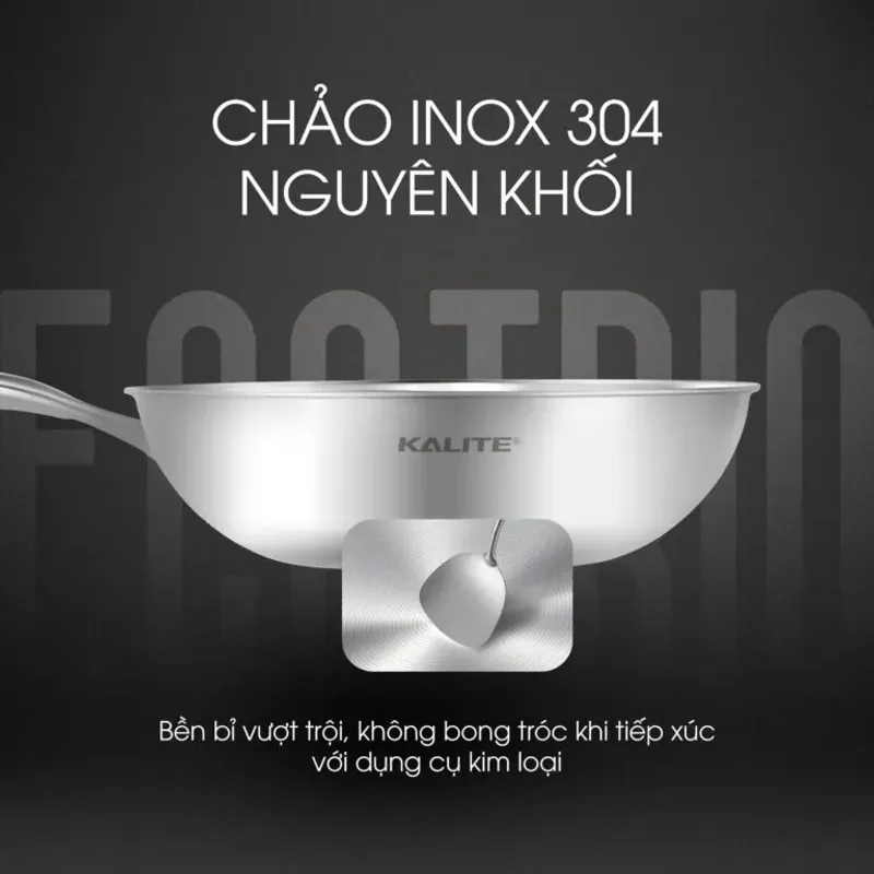 Bộ nồi chảo inox liền khối KALITE ECO Trio, inox 304 an toàn, cấu trúc 3 lớp, bắt từ tốt 735030