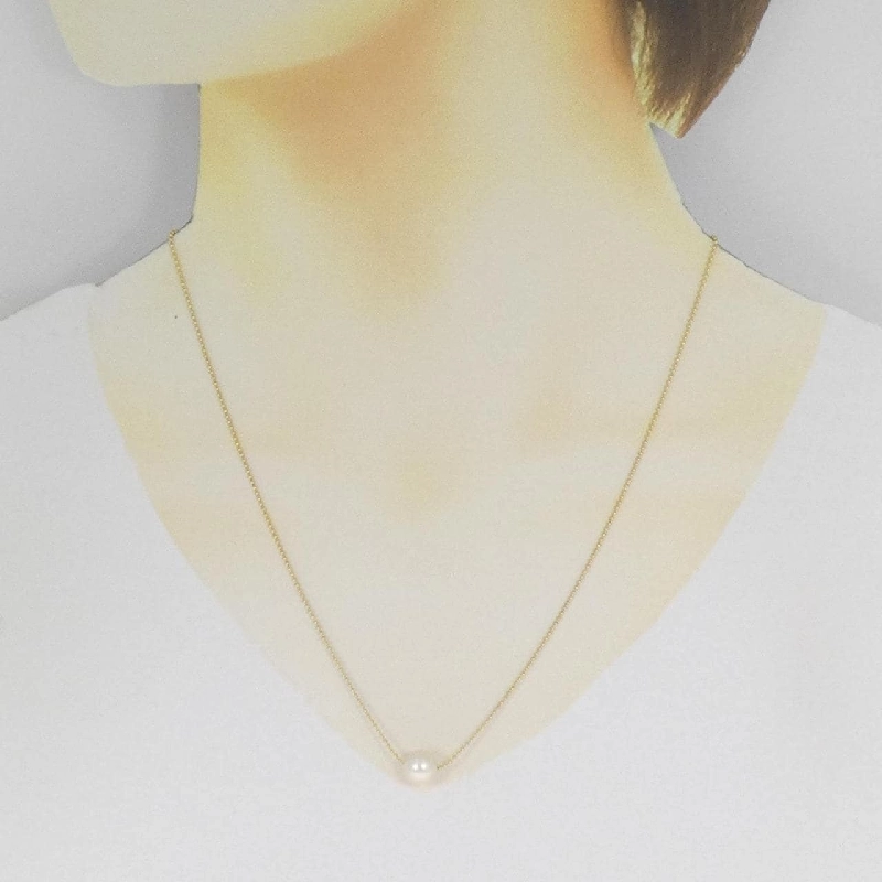 K18YG Dây chuyền ngọc trai Akoya 7.4mm - Hàng hiệu Chính hãng 858037