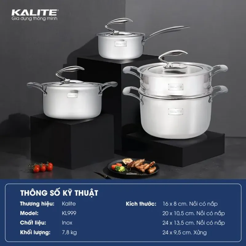 Cần bán Bộ nồi nguyên khối inox 304 Tripro Kalite KL999 siêu bền mới 100% 591932