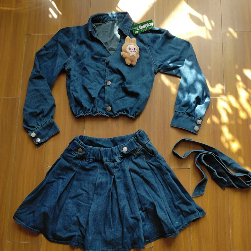 Set váy áo jeans bé gái <47 ký mặc Tết cực xinh 739167
