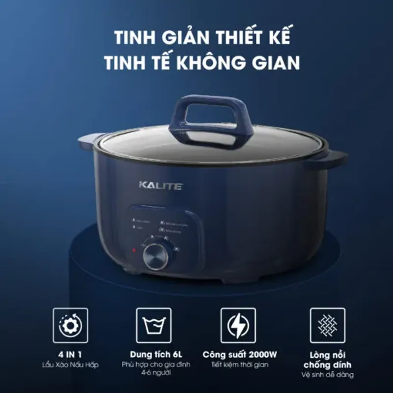 Nồi lẩu điện đa năng KALITE KL568 dung tích 6L cao cấp mới 100% 573248