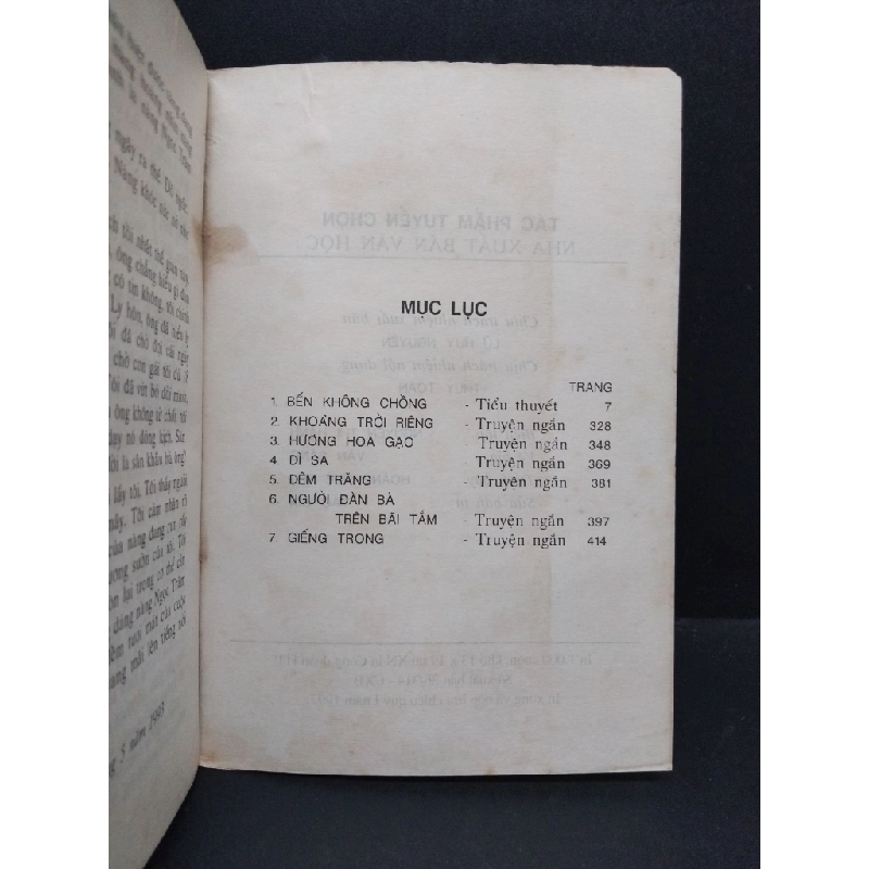Tác phẩm tuyển chọn mới 80% bẩn bìa, ố vàng, nhăn gáy 1997 HCM2110 Dương Hướng VĂN HỌC 307768