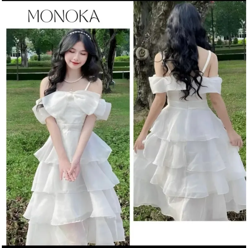 Váy công chúa trễ vai nơ to dáng xoè 1008334