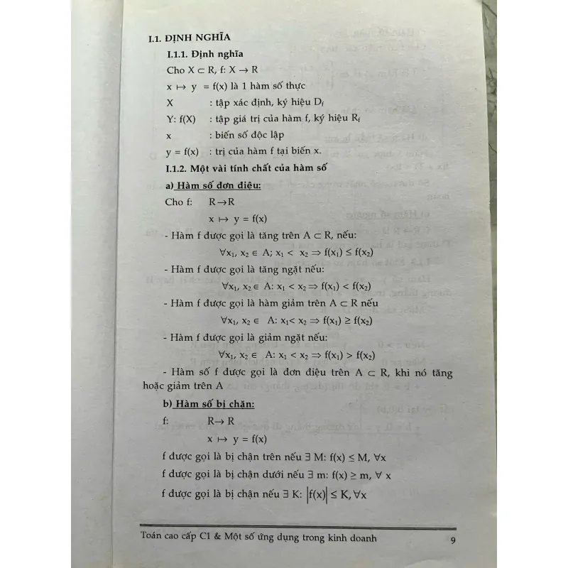 TOÁN CAO CẤP C1 VÀ MỘT SỐ ỨNG DỤNG TRONG KINH DOANH(Full bộ 2 tập) 702629