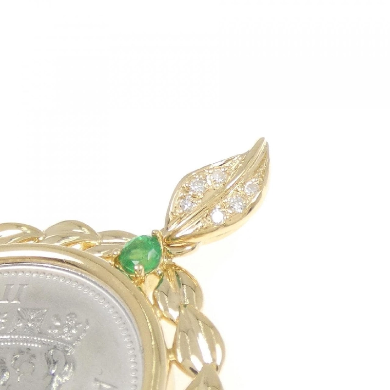 K18YG(枠) Emerald Coin Pendant 0.24CT - Hàng hiệu Authentic 865308