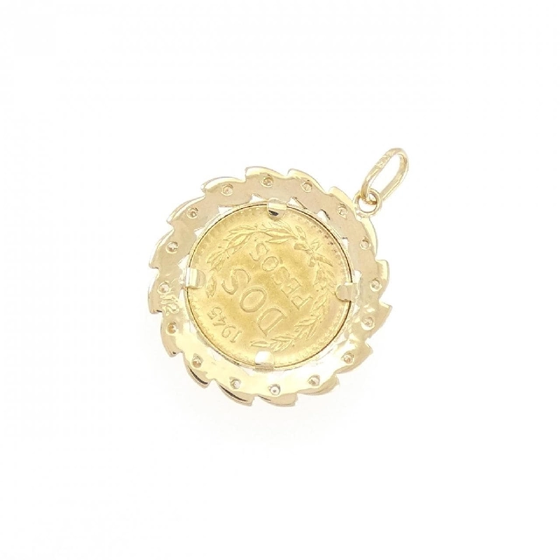 K18YG(khung) Dây chuyền đồng xu kim cương 0.12CT - Hàng hiệu Chính hãng 863913