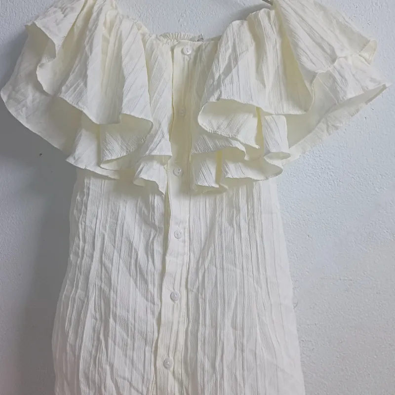 ÁO SƠ MI TRỄ VAI BÈO TAY NGẮN - MÀU BE - SIZE S 753992