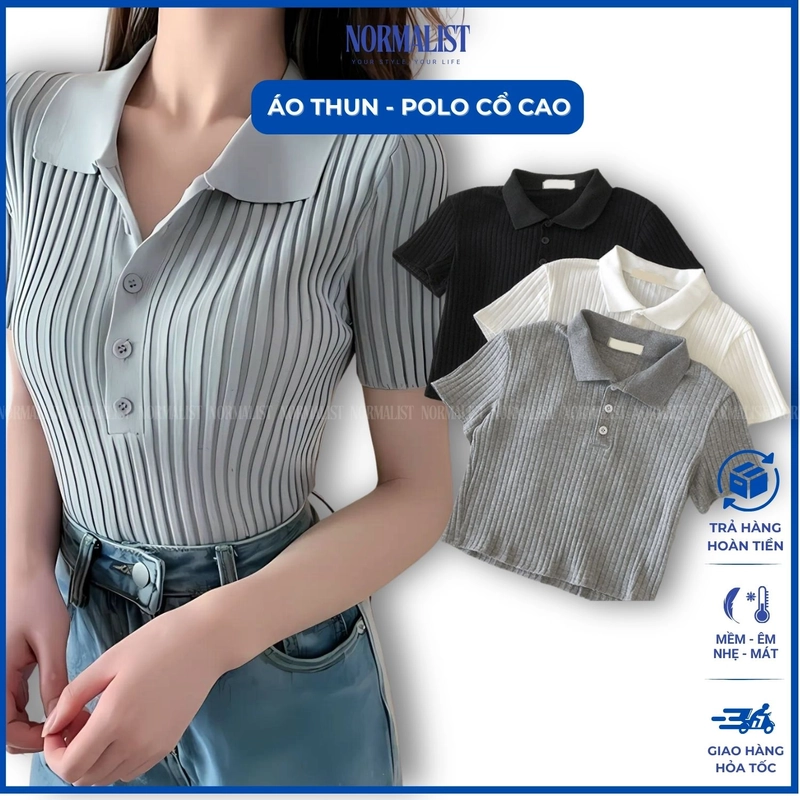 Áo Polo nữ Normalist co giãn bền form, chất coton mềm mại thoáng da 315937